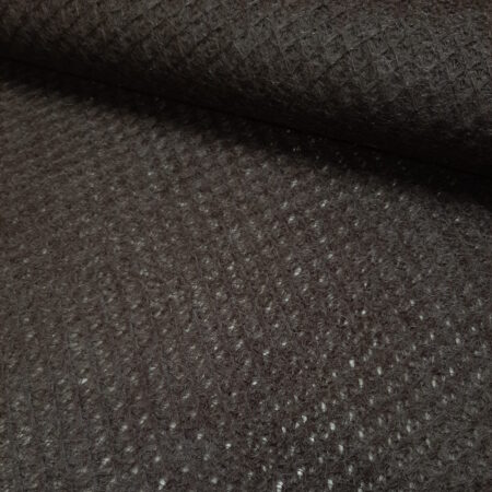 Zwarte mohairmix stof met open breiwerk en variërende draadstructuur, 150 cm breed – luchtig en zacht.
