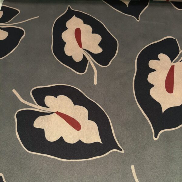 Dubbel, grijs met floraal en grafisch dessin - Afbeelding 2