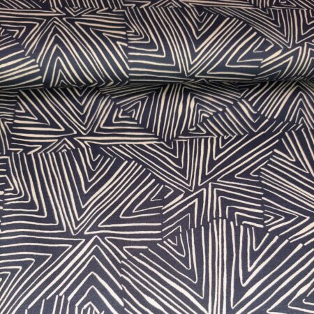 stretch katoen in blauw met lijnen spel